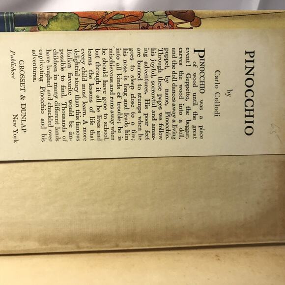 Vintage Rare Pinocchio by Carlo Collodi W/ DJ Grosset & Dunlap Carlo Lorenzini - Picture 4 of 12